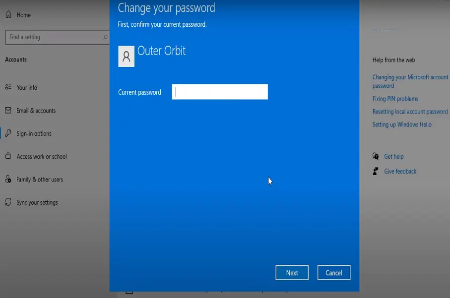 New Password Windows 11
